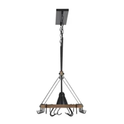 Best Deal Patriot Lighting® Elegant Home Bodhi Black & Replica Wood 2 Light Pot Rack Island Light