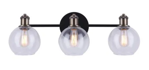 Best Deal Patriot Lighting® Karris Matte Black & Gold 3-Light Vanity Light