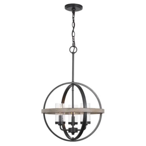 Best Pirce Patriot Lighting® Elegant Home Brooklyn Natural Iron & Distressed Faux Wood 3-Light Pendant