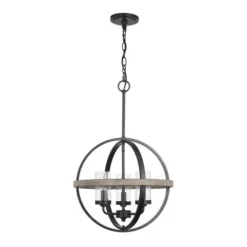 Best Pirce Patriot Lighting® Elegant Home Brooklyn Natural Iron & Distressed Faux Wood 3-Light Pendant