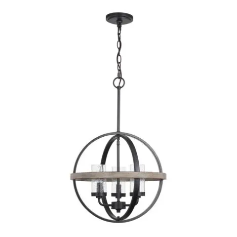 Best Pirce Patriot Lighting® Elegant Home Brooklyn Natural Iron & Distressed Faux Wood 3-Light Pendant