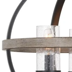 Best Pirce Patriot Lighting® Elegant Home Brooklyn Natural Iron & Distressed Faux Wood 3-Light Pendant