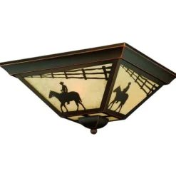 Best Pirce Patriot Lighting® Cowboy Burnished Bronze 3-Light Flush Mount Ceiling Light