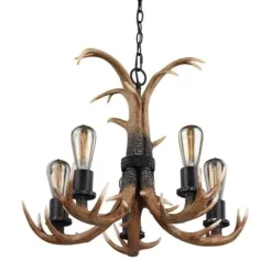 Best Pirce Patriot Lighting® Norwood 5-Light Black Walnut Chandelier