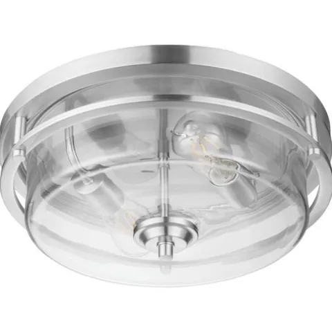 Best Pirce Patriot Lighting® Joska Brushed Nickel 2-Light Flush Mount Ceiling Light