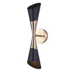 Best Pirce Patriot Lighting® Gladen Matte Black & Gold 2-Light Indoor Wall Light