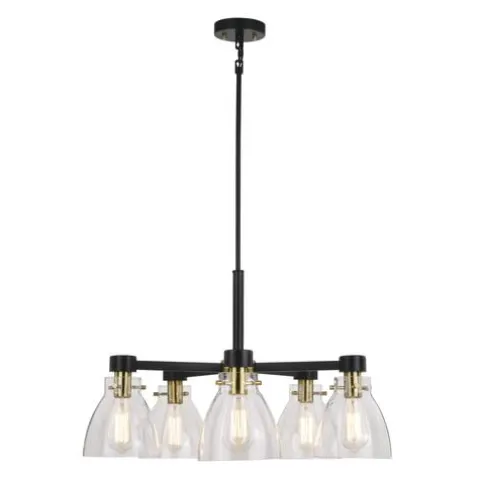 Best Pirce Patriot Lighting® Kenzie Matte Black & Gold 5-Light Chandelier