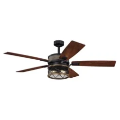 Best Pirce Patriot Lighting® Elegant Home Bodhi 56″ Black & Replica Wood Indoor Led Ceiling Fan