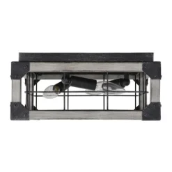 Best Pirce Patriot Lighting® Elegant Home Levon Faux Wood & Black 3-Light Flush Mount Ceiling Light