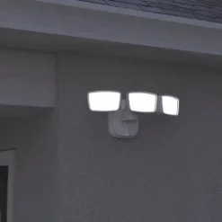 Best Reviews Of Patriot Lighting® Dualux White Led Triple Head Dusk-To-Dawn Outdoor Security Flood Light