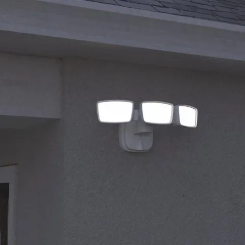 Best Reviews Of Patriot Lighting® Dualux White Led Triple Head Dusk-To-Dawn Outdoor Security Flood Light