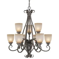 Best Reviews Of Patriot Lighting® Mont Blanc 9-Light Aztec Bronze Chandelier