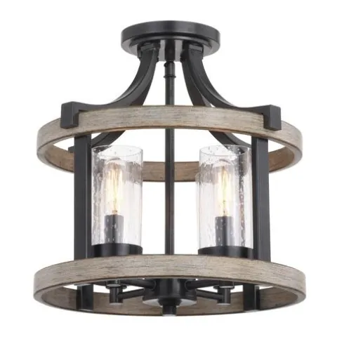 Best Reviews Of Patriot Lighting® Elegant Home Brooklyn Natural Iron & Distressed Faux Wood 4-Light Pendant