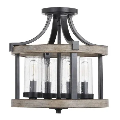 Best Reviews Of Patriot Lighting® Elegant Home Brooklyn Natural Iron & Distressed Faux Wood 4-Light Pendant