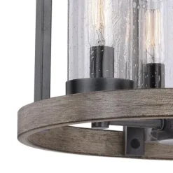 Best Reviews Of Patriot Lighting® Elegant Home Brooklyn Natural Iron & Distressed Faux Wood 4-Light Pendant