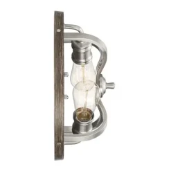 Best Reviews Of Patriot Lighting® Waverly Satin Nickel & Wood 2-Light Flush Mount Ceiling Light