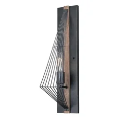Best Reviews Of Patriot Lighting® Rochester 1-Light Black Iron & Burnished Oak Indoor Wall Light