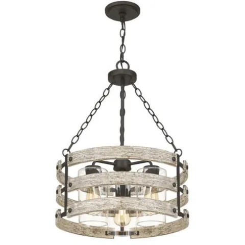 Best Reviews Of Patriot Lighting® Elegant Home Darring Matte Black & Faux Wood 3-Light Pendant