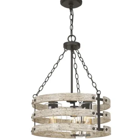 Best Reviews Of Patriot Lighting® Elegant Home Darring Matte Black & Faux Wood 3-Light Pendant