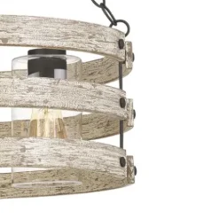 Best Reviews Of Patriot Lighting® Elegant Home Darring Matte Black & Faux Wood 3-Light Pendant
