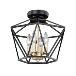 Best Sale Patriot Lighting® Roma Noble Bronze & Natural Brass 4-Light Semi-Flush Mount Ceiling Light