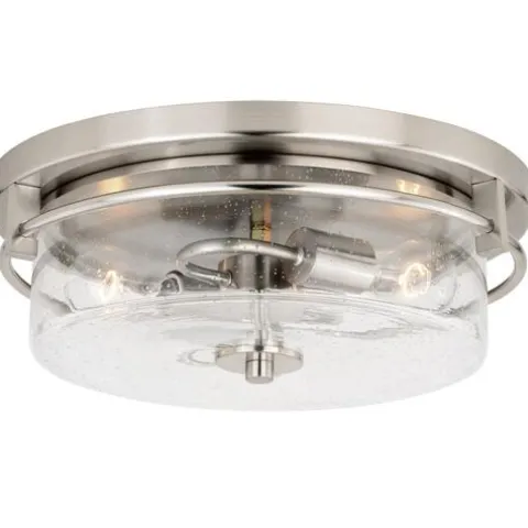 Best Sale Patriot Lighting® Addison Satin Nickel Flush Mount Ceiling Light