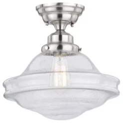 Best Sale Patriot Lighting® Huntley Satin Nickel Semi-Flush Mount Ceiling Light