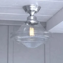 Best Sale Patriot Lighting® Huntley Satin Nickel Semi-Flush Mount Ceiling Light