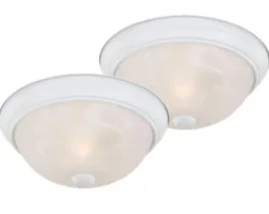 Best Sale Patriot Lighting® Stella White 1-Light Flush Mount Ceiling Light – 2 Pack