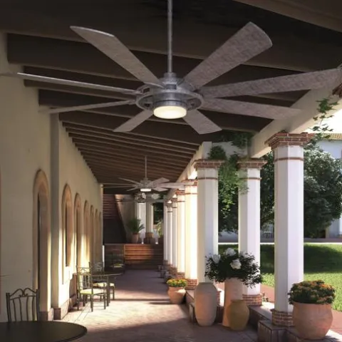 Best Sale Patriot Lighting™ Holland 68″ Painted Galvanized Indoor/Outdoor Integrated Led Ceiling Fan