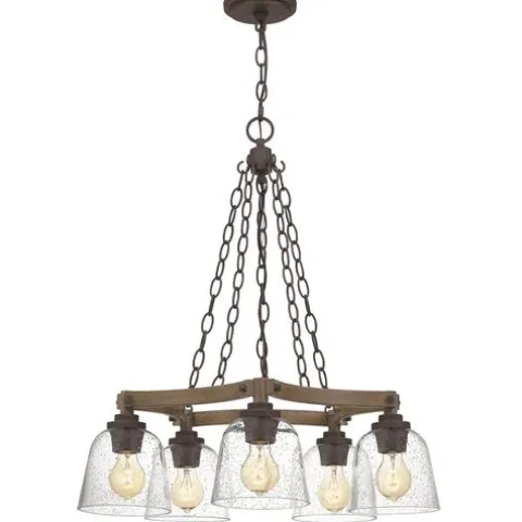 Best Sale Patriot Lighting® Elegant Home Astaria 5-Light Matte Black & Faux Wood Chandelier