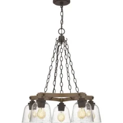 Best Sale Patriot Lighting® Elegant Home Astaria 5-Light Matte Black & Faux Wood Chandelier