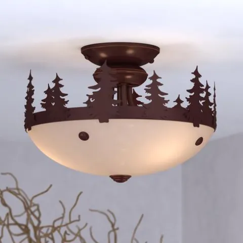Best Sale Patriot Lighting® Yosemite Burnished Bronze 2 Light Semi-Flush Mount Ceiling Light