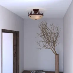 Best Sale Patriot Lighting® Yosemite Burnished Bronze 2 Light Semi-Flush Mount Ceiling Light