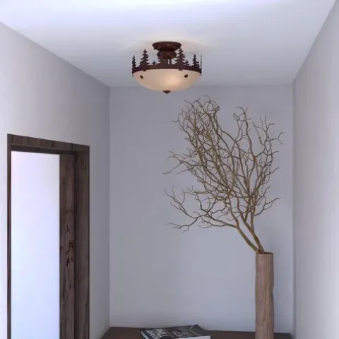 Best Sale Patriot Lighting® Yosemite Burnished Bronze 2 Light Semi-Flush Mount Ceiling Light
