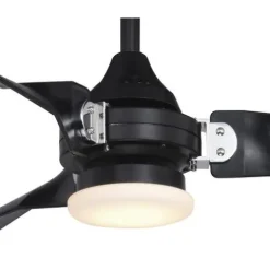 Best Sale Patriot Lighting™ Istanbul 52″ Black With Chrome Accent Indoor/Outdoor Led Ceiling Fan