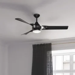 Best Sale Patriot Lighting™ Istanbul 52″ Black With Chrome Accent Indoor/Outdoor Led Ceiling Fan