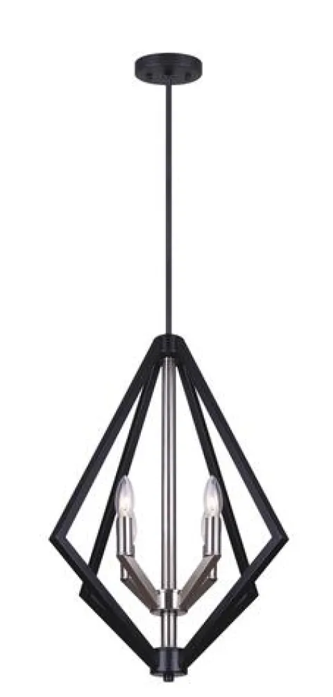 Best Sale Patriot Lighting® Dryden Matte Black & Brushed Nickel 4-Light Chandelier