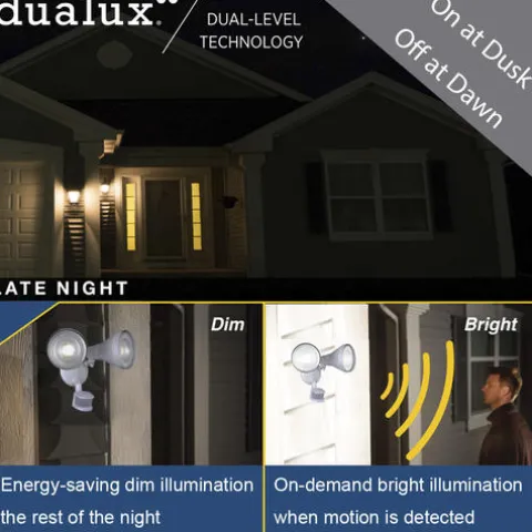 Best Sale Patriot Lighting® Dualux White Dual Head Motion Sensor Outdoor Security Flood Light