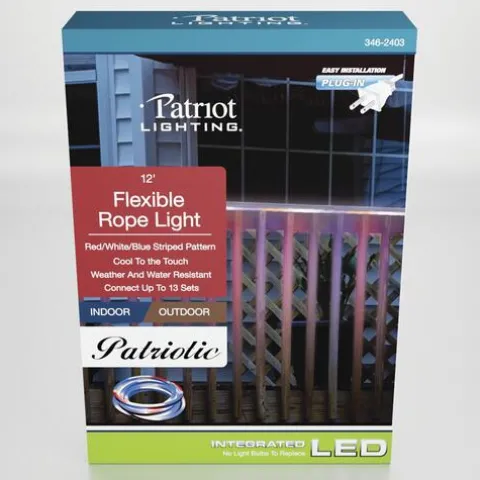 Best Sale Patriot Lighting® 12′ Plug-In Integrated Led Red White Blue Patriotic Neon Rope Light