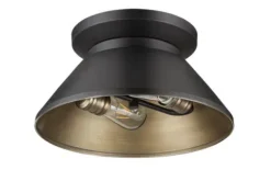 Best Sale Patriot Lighting® Kenneth Black & Gold 2-Light Flush Mount Ceiling Light