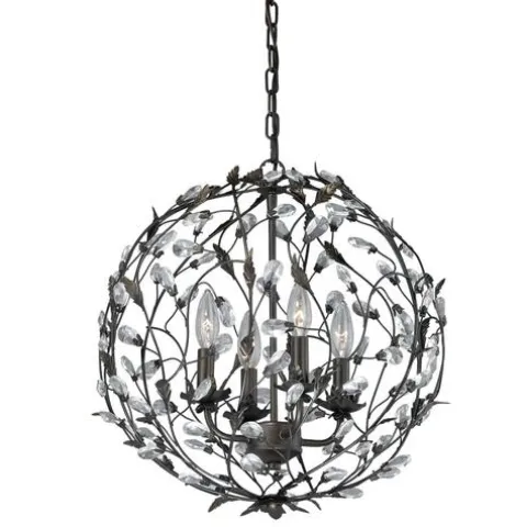 Brand New Patriot Lighting® Trellis Architectural Bronze With Gold Accent 4-Light Pendant