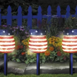 Brand New Patriot Lighting® Solar Integrated Led Patriotic Jar Landscape Light