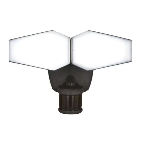 Brand New Patriot Lighting® Dualux Bronze Led Dual Head Motion Sensor Link Outdoor Security Flood Light