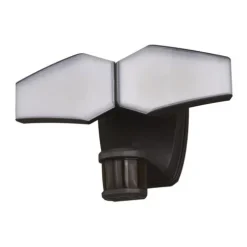 Brand New Patriot Lighting® Dualux Bronze Led Dual Head Motion Sensor Link Outdoor Security Flood Light