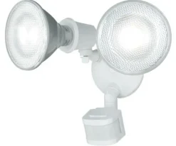 Brand New Patriot Lighting® White Dual Head Motion Sensor Outdoor Security Flood Light