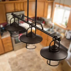 Brand New Patriot Lighting® Elegant Home 3 Light Miner Bronze Island Light