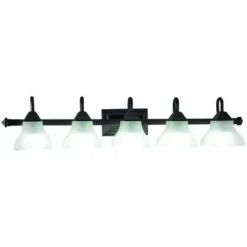 Brand New Patriot Lighting® Cardiff Oil Burnished Bronze 5 Light Vanity Light