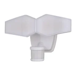 Brand New Patriot Lighting® Dualux White Led Dual Head Motion Sensor Link Outdoor Security Flood Light