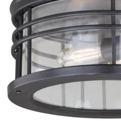 Brand New Patriot Lighting® Wrightwood Vintage Black 2-Light Outdoor Flush Mount Light